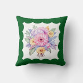 ５周年 ネーム ゲルバー 花 緑 クッション (裏面)