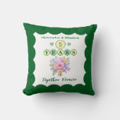 ５周年 ネーム ゲルバー 花 緑 クッション (正面)