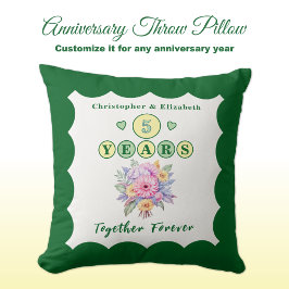 ５周年 ネーム ゲルバー 花 緑 クッション