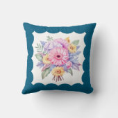 ５周年 ネーム ゲルバー 花 青 クッション (裏面)