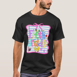5年生のバックトゥスクール ガールズボウ 5年生の先生 お茶 Tシャツ