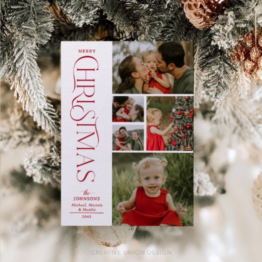 5枚の写真で作る 家族の楽しいクリスマスホリデーコレクション シーズンカード
