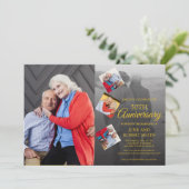 ５枚の写真５０周年ゴールデンウェディングアニバーサリー 招待状 (スタンド正面)