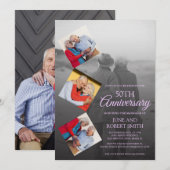 ５枚の写真５０周年ゴールデンウェディングアニバーサリー 招待状 (正面/裏面)