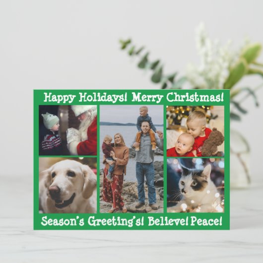 5枚の写真 楽しいクリスマス 素敵なホリデーシーズン 現代的 シーズンカード (スタンド正面)