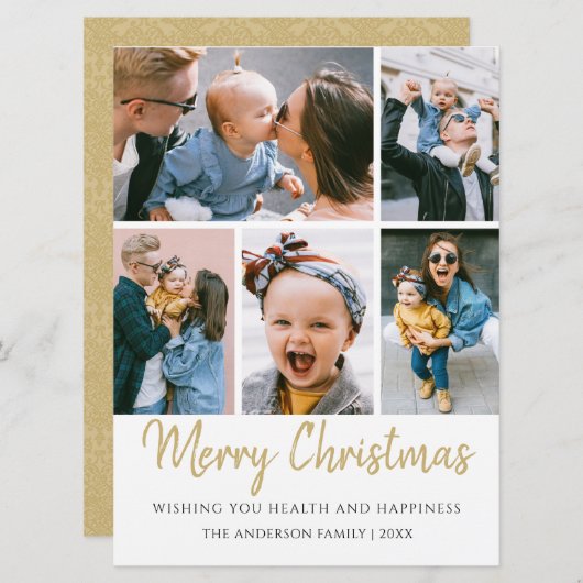 ５枚　フォトゴールド　メリークリスマス シーズンカード (正面/裏面)
