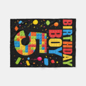 5歳の誕生日おめでとう!ビルディングブロック 5歳誕生日 フリースブランケット (正面(横))