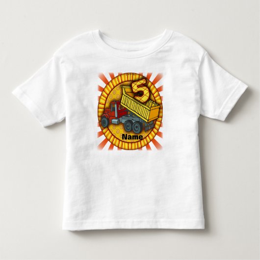 ５歳の誕生日ダンプトラックの誕生日Ｔシャツ トドラーTシャツ (正面)
