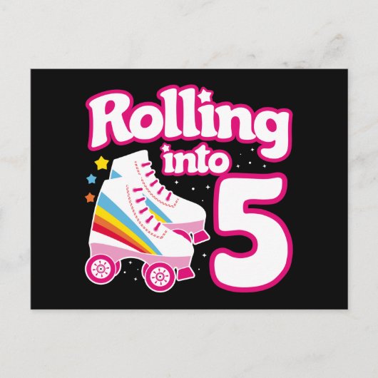 ５歳の誕生日 ローラースケートでお祝い！５才になってスケートデビュー ポストカード (正面)