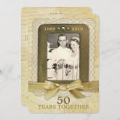 ５０周年ゴールデンウェディングアニバーサリーコラージュ１枚の写真 招待状 (正面/裏面)