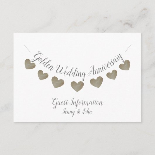 ５０周年ゴールデンウェディングアニバーサリー ハートバンティング エンクロージャーカード (正面)