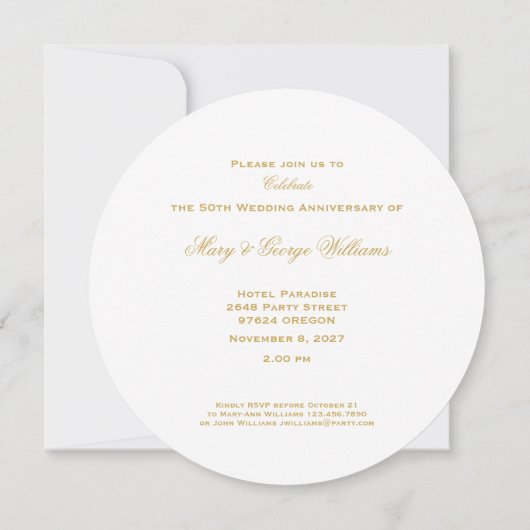 ５０周年結婚記念日の赤いバラのハートエレガントＩ 招待状 (裏面)