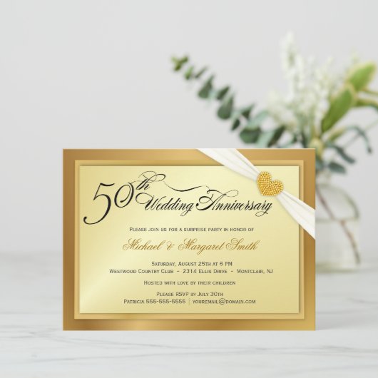 ５０周年結婚記念日サプライズパーティーご招待 招待状 (スタンド正面)