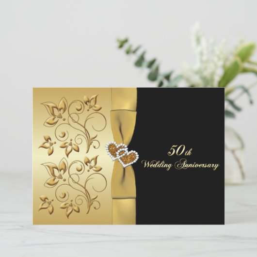 50周年結婚記念日 愛を紡いだふたりを祝う 招待状 (スタンド正面)