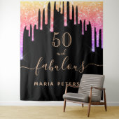 ５０才の誕生日おめでとう！素敵なブラック、ピンク、パープルのグリッター タペストリー (インサイチュ)