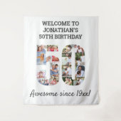 ５０歳の誕生日パーティー写真コラージュ背景 タペストリー (正面)