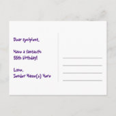 ５５歳の誕生日おめでとう：楽しいスターパターン、虹５５、名前 ポストカード (裏面)