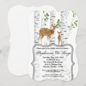 ５ｘ７　ベビーシャワー　招待状　鹿　雌鹿　雄鹿　ウッドランド 招待状 (正面/裏面)