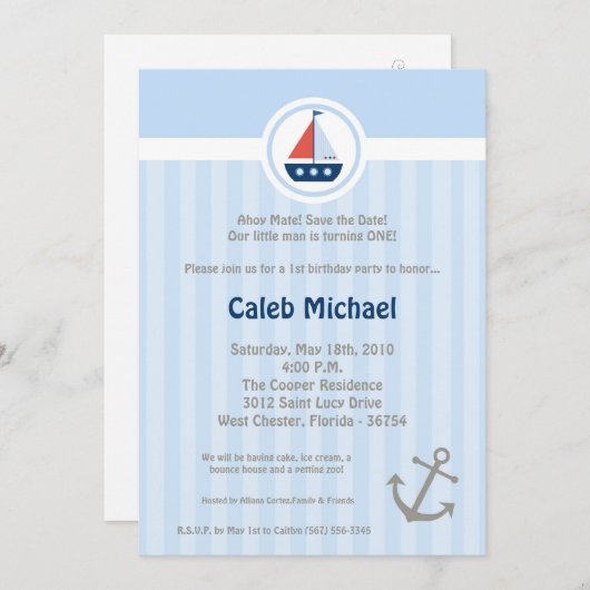 5x7 海賊の航海 船のお誕生日パーティーへの招待状 招待状 (正面/裏面)