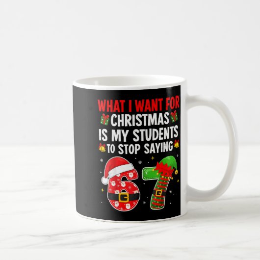 6と7を言う学生 楽しい先生のクリスマス コーヒーマグカップ (右)