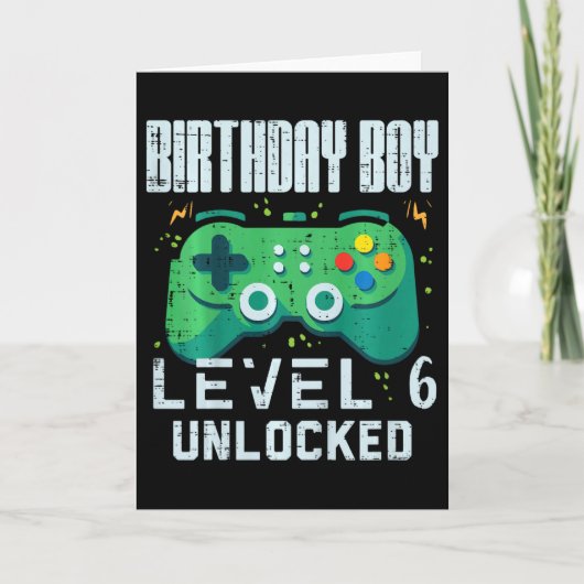 6レベル解放ゲーマーコントローラー 6歳の誕生日おめでとう カード (正面)