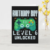 6レベル解放ゲーマーコントローラー 6歳の誕生日おめでとう カード (黄色い花)