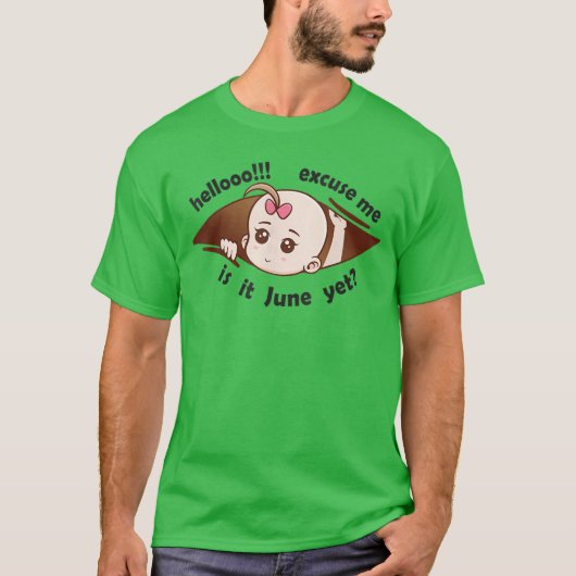 6月に生まれる女の子の妊娠発表M Tシャツ (正面)