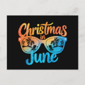 6月のクリスマス サングラス 楽しいサマーバケーション ポストカード (正面)
