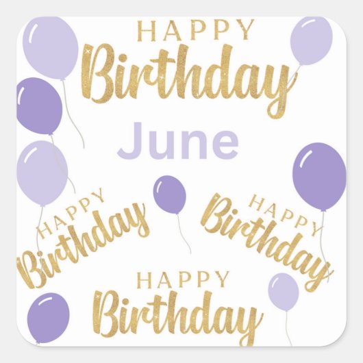 6月の誕生日おめでとう ステッカー (正面)