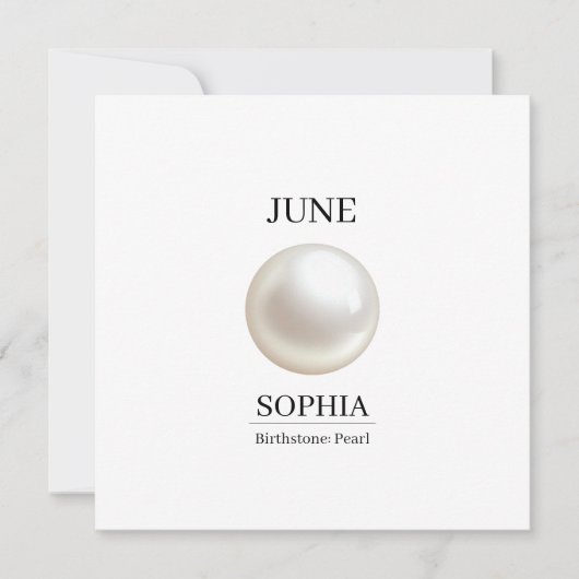 6月の誕生石 誕生日 名前 パール カード (正面)