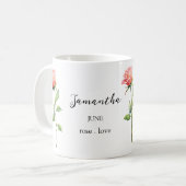 6月の誕生花ローズ 名前入り コーヒーマグ コーヒーマグカップ (正面左)