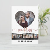 ６枚の写真を並べた映画フレーム　ローズゴールド　グリッター 招待状 (スタンド正面)