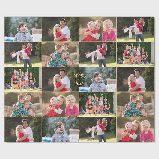 ６枚の写真を使ったコラージュを誕生日、クリスマス、結婚式用に作成する ラッピングペーパー (フラット)