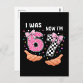 6歳から7歳へ かわいい誕生日の数字 ポストカード (正面/裏面)