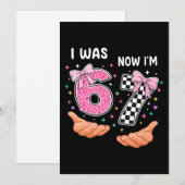 ６歳から７歳へ かわいい誕生日の数字 招待状 (正面/裏面)