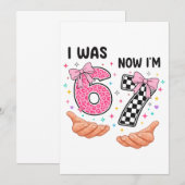 ６歳から７歳へ かわいい誕生日の数字 招待状 (正面/裏面)