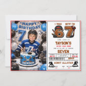 6歳から7歳へ – ホッケー7歳の誕生日パーティー 招待状 (正面)