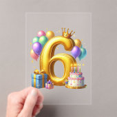 ６歳の誕生日おめでとう アクリル招待状 (インサイチュ (ポータブル))
