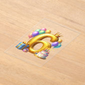 ６歳の誕生日おめでとう アクリル招待状 (レイダウン)