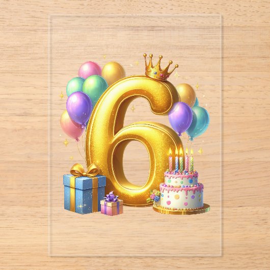 ６歳の誕生日おめでとう アクリル招待状 (正面)