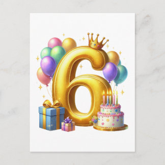 ６歳の誕生日おめでとう インビテーションポストカード