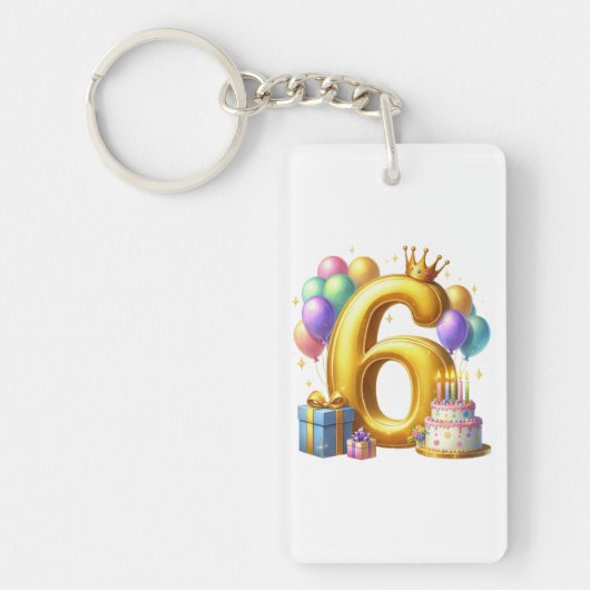 ６歳の誕生日おめでとう キーホルダー (正面)