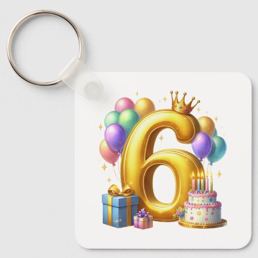 ６歳の誕生日おめでとう キーホルダー (正面)