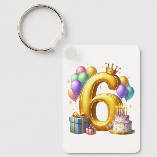 ６歳の誕生日おめでとう キーホルダー (正面)
