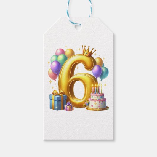 6歳の誕生日おめでとう ギフトタグ (正面)