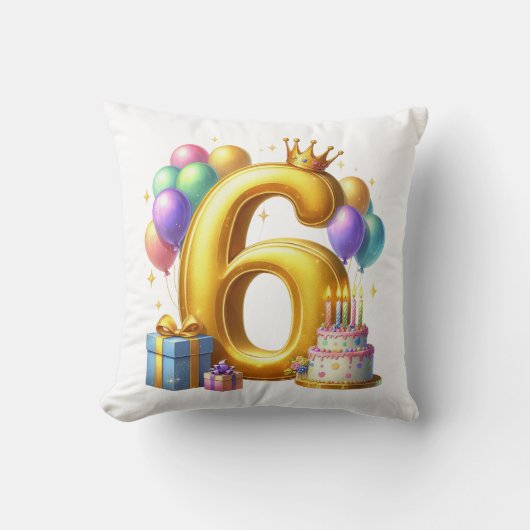 6歳の誕生日おめでとう クッション (正面)