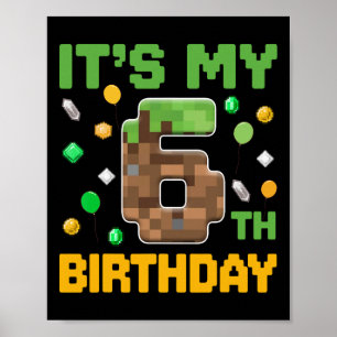 6歳の誕生日おめでとう ゲーマー ピクセルデザイン 誕生日ボーイ ポスター