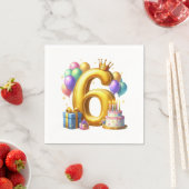 ６歳の誕生日おめでとう スタンダードカクテルナプキン (インサイチュ)