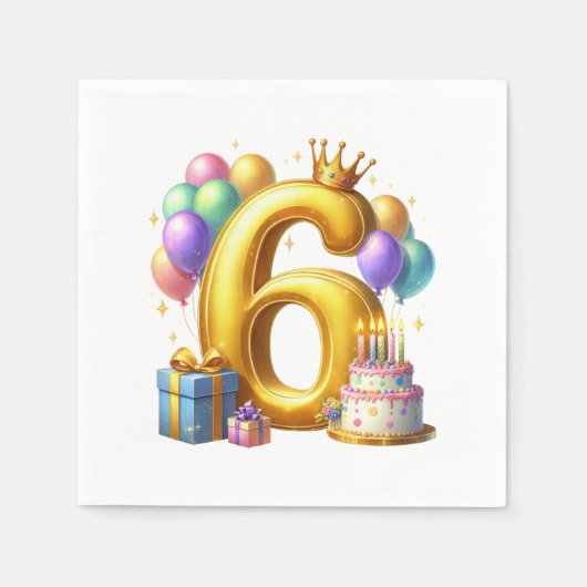 ６歳の誕生日おめでとう スタンダードカクテルナプキン (正面)