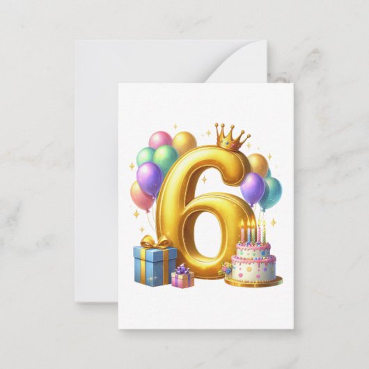 6歳の誕生日おめでとう ノートカード (正面)